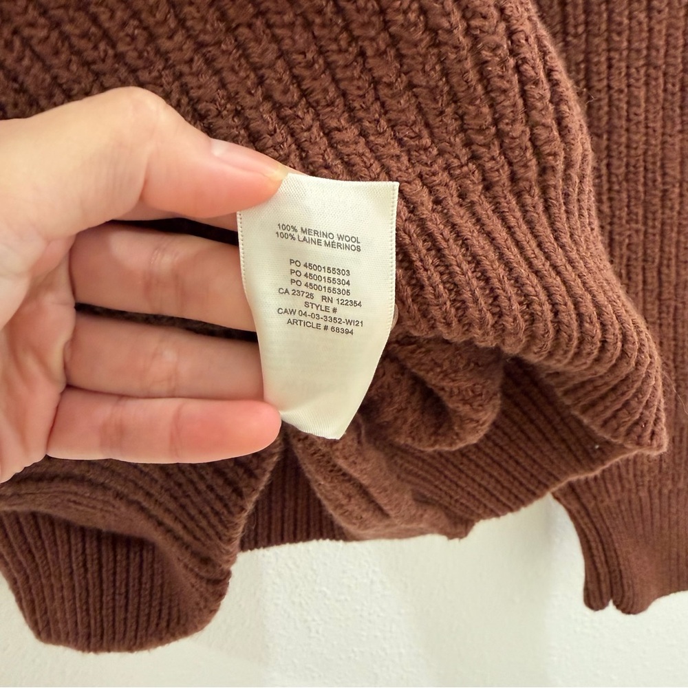 Aritzia Wilfred Chocolate Brown Mockneck Turtleneck Sweater S Merino Wool - Picture 5 of 5